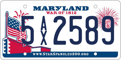 MD license plate 5AX2589