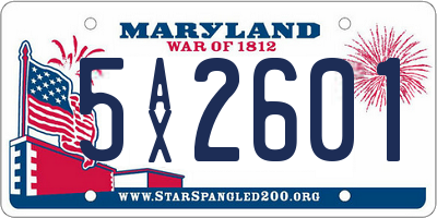 MD license plate 5AX2601