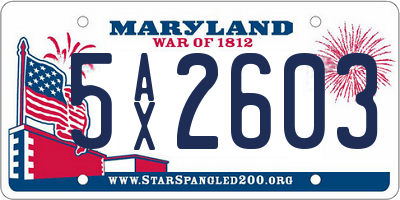 MD license plate 5AX2603
