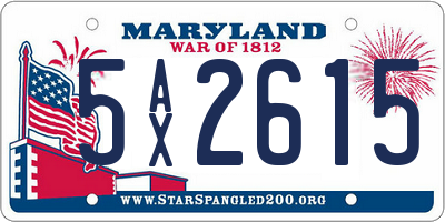 MD license plate 5AX2615