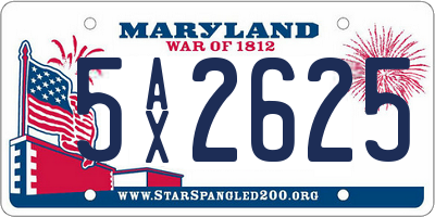 MD license plate 5AX2625