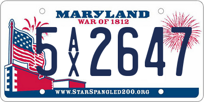 MD license plate 5AX2647
