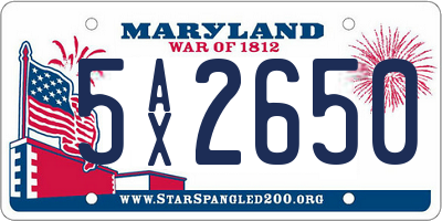 MD license plate 5AX2650