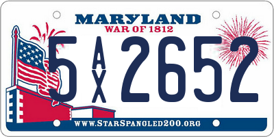 MD license plate 5AX2652