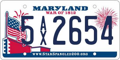 MD license plate 5AX2654