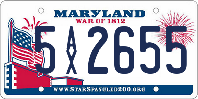 MD license plate 5AX2655