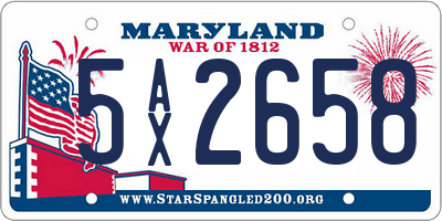MD license plate 5AX2658