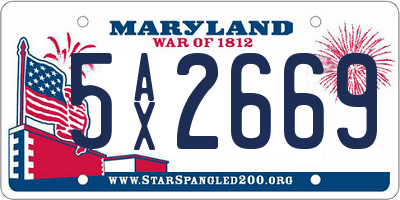 MD license plate 5AX2669