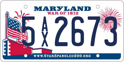 MD license plate 5AX2673