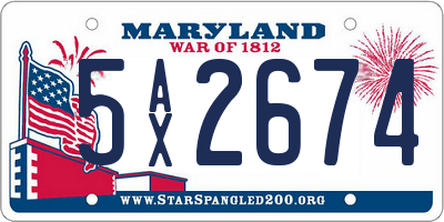 MD license plate 5AX2674