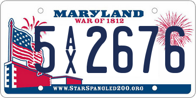 MD license plate 5AX2676