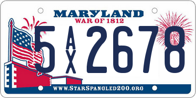 MD license plate 5AX2678