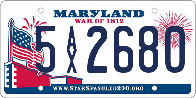 MD license plate 5AX2680