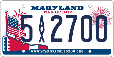MD license plate 5AX2700