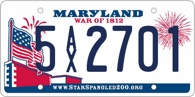 MD license plate 5AX2701