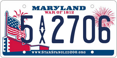 MD license plate 5AX2706