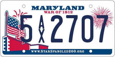 MD license plate 5AX2707