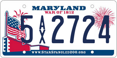 MD license plate 5AX2724
