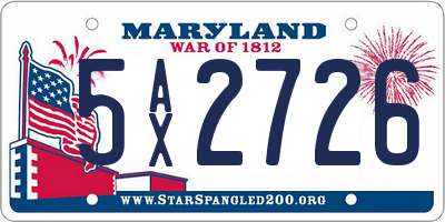 MD license plate 5AX2726