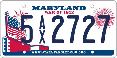 MD license plate 5AX2727
