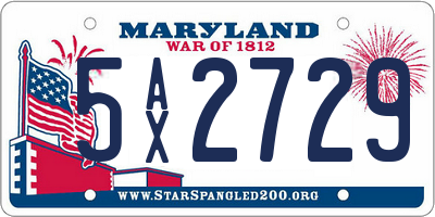 MD license plate 5AX2729