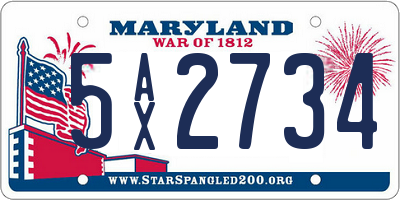 MD license plate 5AX2734