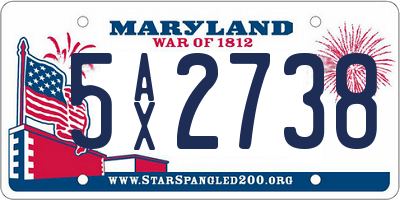 MD license plate 5AX2738
