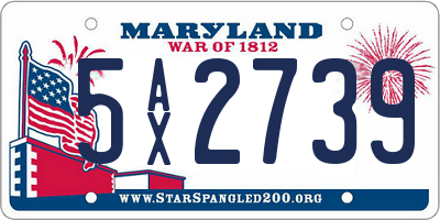 MD license plate 5AX2739