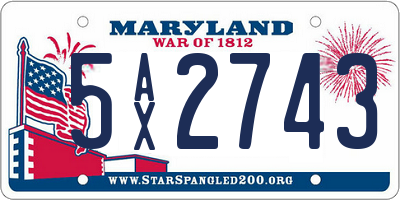 MD license plate 5AX2743