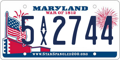 MD license plate 5AX2744