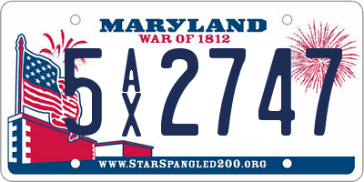 MD license plate 5AX2747