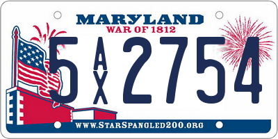 MD license plate 5AX2754