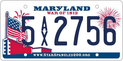 MD license plate 5AX2756