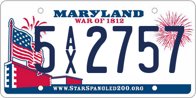 MD license plate 5AX2757