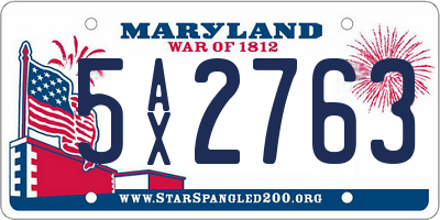 MD license plate 5AX2763