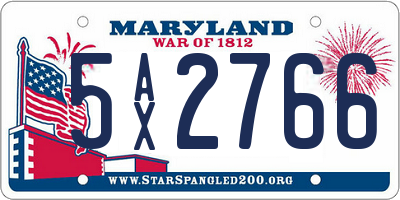 MD license plate 5AX2766