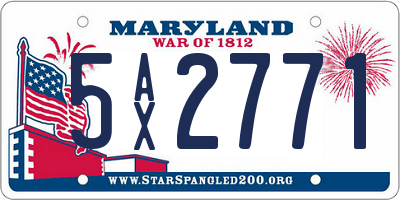 MD license plate 5AX2771