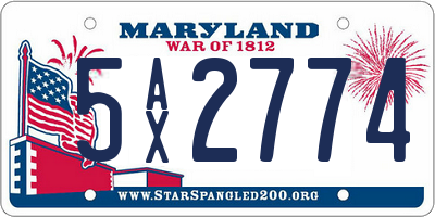 MD license plate 5AX2774