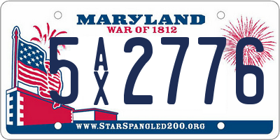 MD license plate 5AX2776