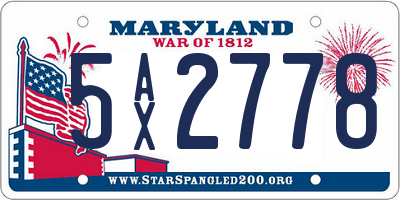 MD license plate 5AX2778