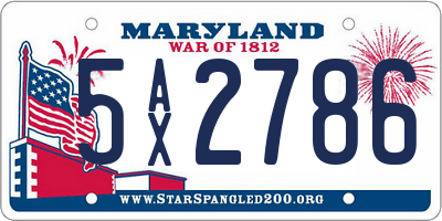 MD license plate 5AX2786