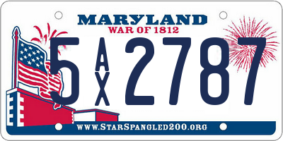 MD license plate 5AX2787