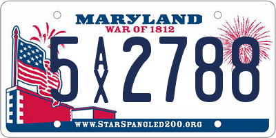 MD license plate 5AX2788