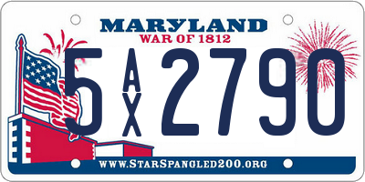 MD license plate 5AX2790