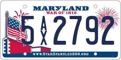 MD license plate 5AX2792