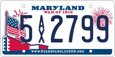 MD license plate 5AX2799