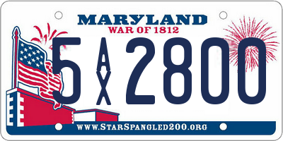 MD license plate 5AX2800