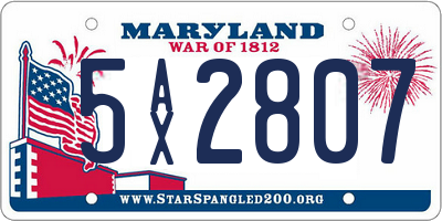 MD license plate 5AX2807