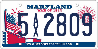 MD license plate 5AX2809