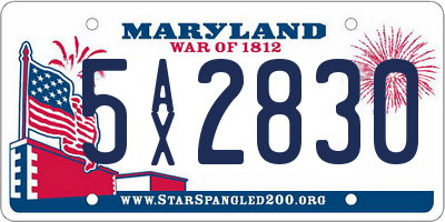 MD license plate 5AX2830